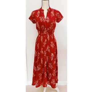 NWT Baltic Born Floral Print Midi Dress Size L Rust